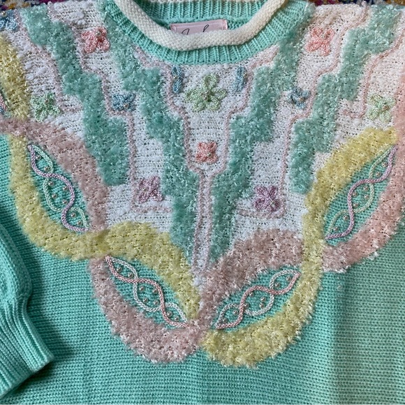 ❌SOLD🏷️Vintage Jaclyn Smith Fairy Granny Core Knitted Pastel Beaded Sweater - Picture 2 of 10